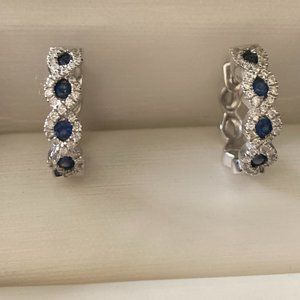 14 Karat White Gold Sapphire and Diamond Earrings